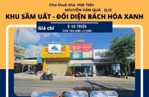 Cho thuê nhà mặt tiền Nguyễn Văn Quá 240m2, 1Lầu+ST - ĐỐI DIỆN BHX
